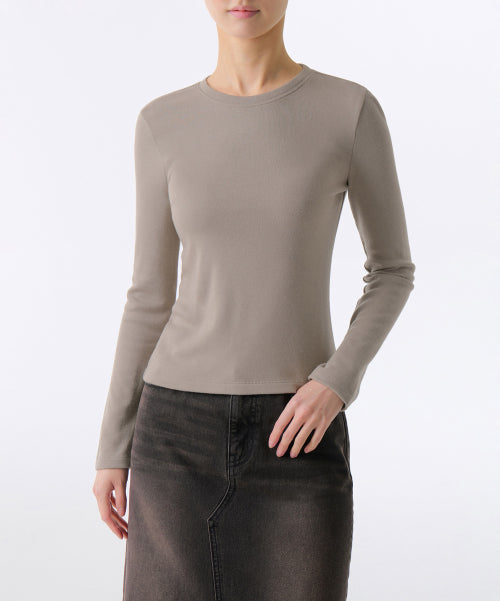 MUSINSA STANDARD WOMAN MUSINSA STANDARD WOMAN T-Shirt Slim Crew Neck Long Sleeve