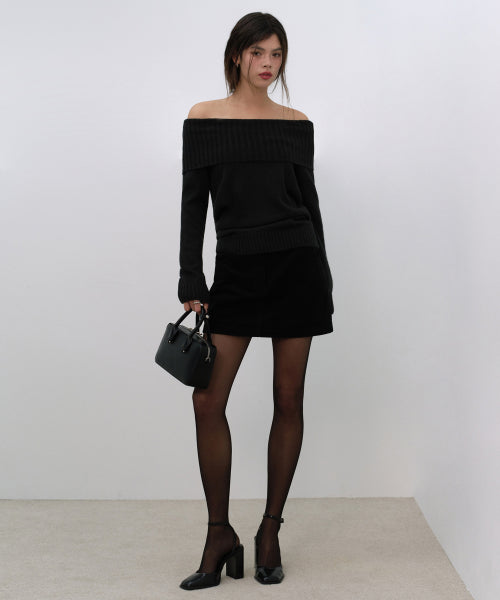 MUSINSA STANDARD WOMAN MUSINSA STANDARD WOMAN Women's Knitwear Off-Shoulder (Black)