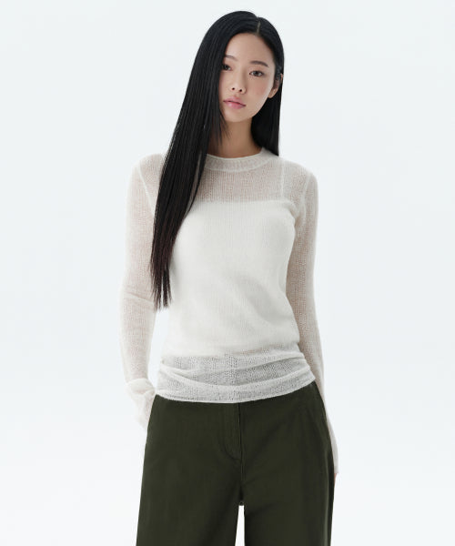 MUSINSA STANDARD WOMAN MUSINSA STANDARD WOMAN Women's Sheer Vertical Textured Knit [Ivory] Size