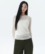 MUSINSA STANDARD WOMAN MUSINSA STANDARD WOMAN Women's Sheer Vertical Textured Knit [Ivory] Size