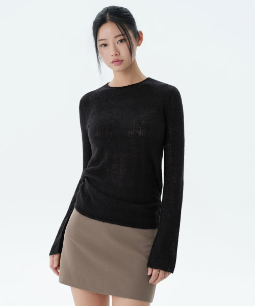 MUSINSA STANDARD WOMAN MUSINSA STANDARD WOMAN Women's Sheer Vertical Textured Knit [Black] Size