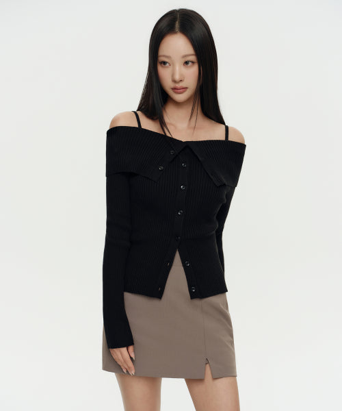 MUSINSA STANDARD WOMAN MUSINSA STANDARD WOMAN Women's Cardigan Off-Shoulder Black