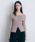 MUSINSA STANDARD WOMAN MUSINSA STANDARD WOMAN Cardigan ribbed off-shoulder warm gray
