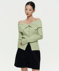 MUSINSA STANDARD WOMAN MUSINSA STANDARD WOMAN Women's Cardigan Off-Shoulder Pale Green