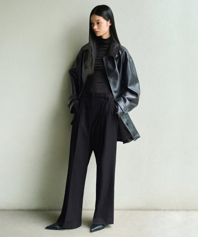 MUSINSA STANDARD WOMAN Women's Pinstripe Low Rise Wide Slacks