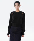 MUSINSA STANDARD WOMAN MUSINSA STANDARD WOMAN Women's Knitwear Ribbed Shoulder Cut-Out Black