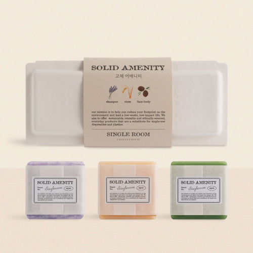 SINGLEROOM Travel solid soap amenity 3-piece set