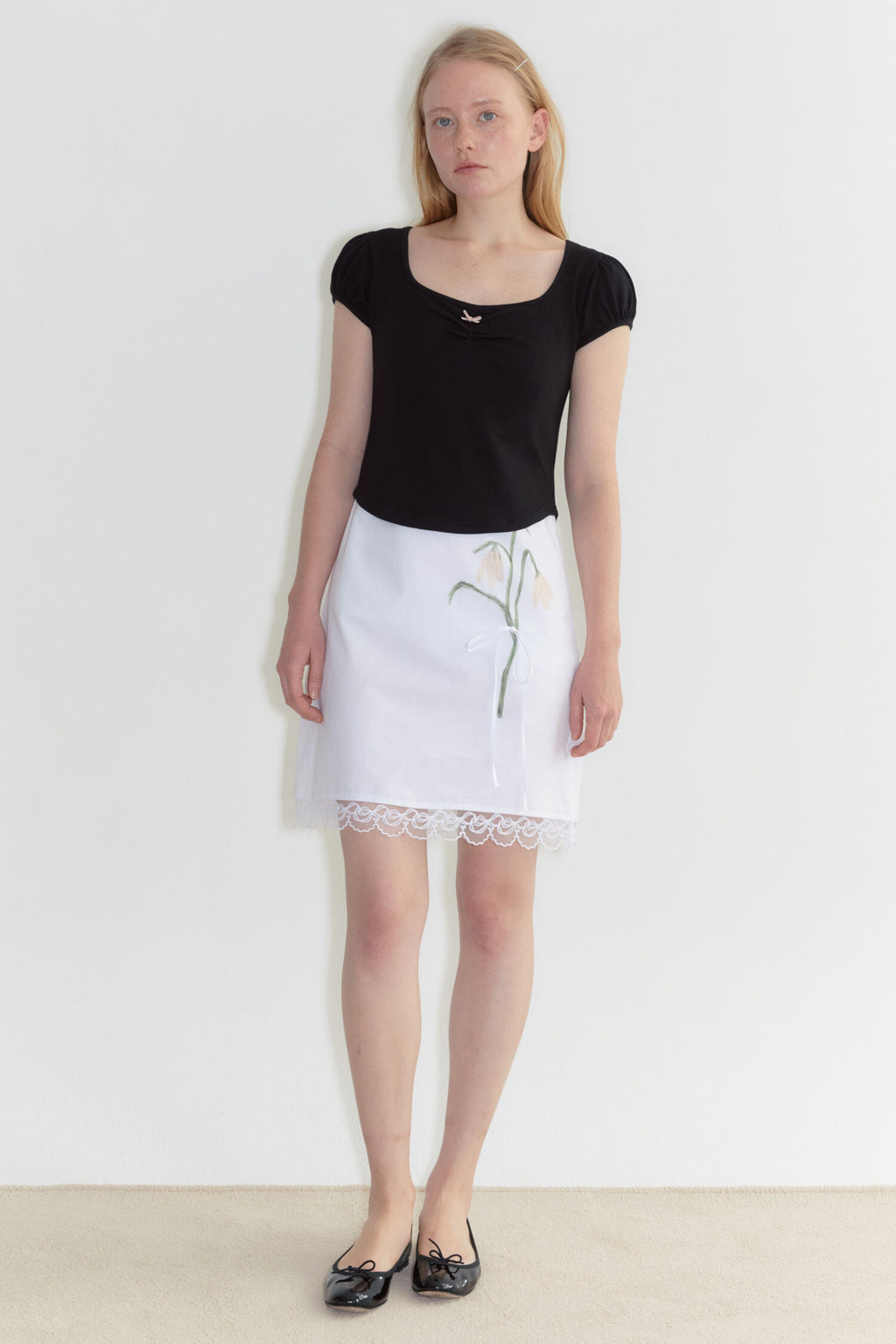 SINOON Round Shirring T-Shirt (Black)