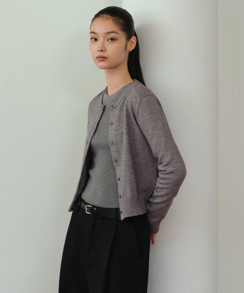 MUSINSA STANDARD WOMAN MUSINSA STANDARD WOMAN Women's Essential Round Neck Cardigan [Medium Gray]