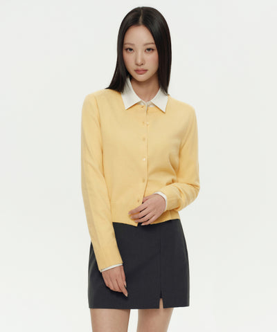 MUSINSA STANDARD WOMAN Cardigan Essential Round Neck [Butter]