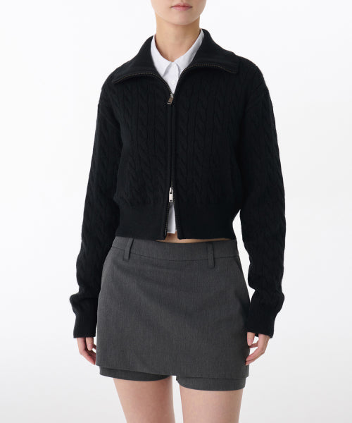 MUSINSA STANDARD WOMAN MUSINSA STANDARD WOMAN Women's Knitwear Zip-Up (Black)