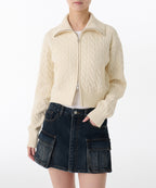 MUSINSA STANDARD WOMAN MUSINSA STANDARD WOMAN Women's Knitwear Zip-Up (Ivory)