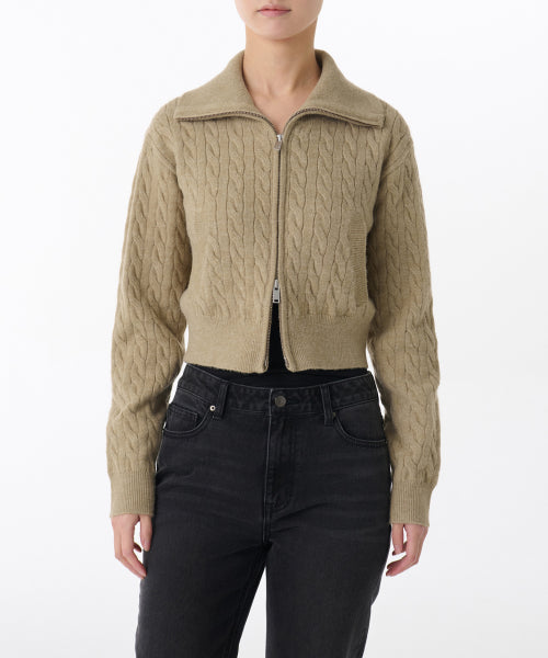 MUSINSA STANDARD WOMAN MUSINSA STANDARD WOMAN Women's Knitwear Zip-Up [Beige]