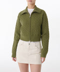 MUSINSA STANDARD WOMAN MUSINSA STANDARD WOMAN Women's cable knit zip-up [light moss]