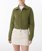 MUSINSA STANDARD WOMAN MUSINSA STANDARD WOMAN Women's cable knit zip-up [light moss]