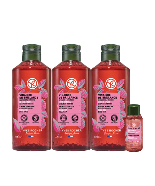 YVESROCHER Raspberry Shine Hair Vinegar (Shine Care) 400ml x 3 (+ 1 50ml free)