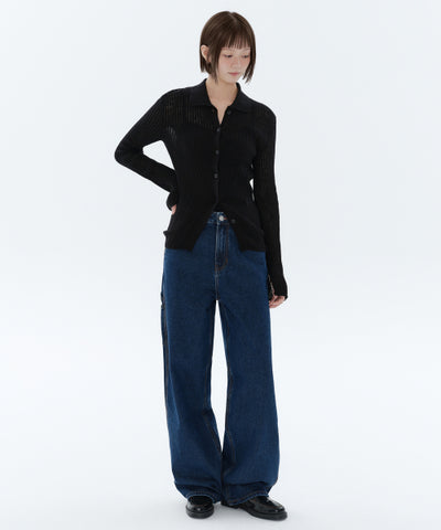 MUSINSA STANDARD WOMAN Denim Wide Carpenter Pants [Medium Indigo]