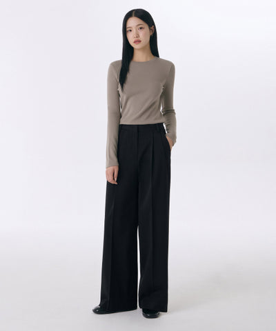 MUSINSA STANDARD WOMAN Slacks Wide Banding [Black]