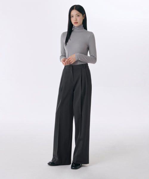 MUSINSA STANDARD WOMAN MUSINSA STANDARD WOMAN Slacks Wide Banding [Gray]