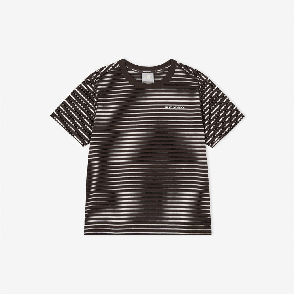 NEW BALANCE NBNEG2W422 / WOMEN Essential Basic Striped Short Sleeve T-Shirt (BROWN)