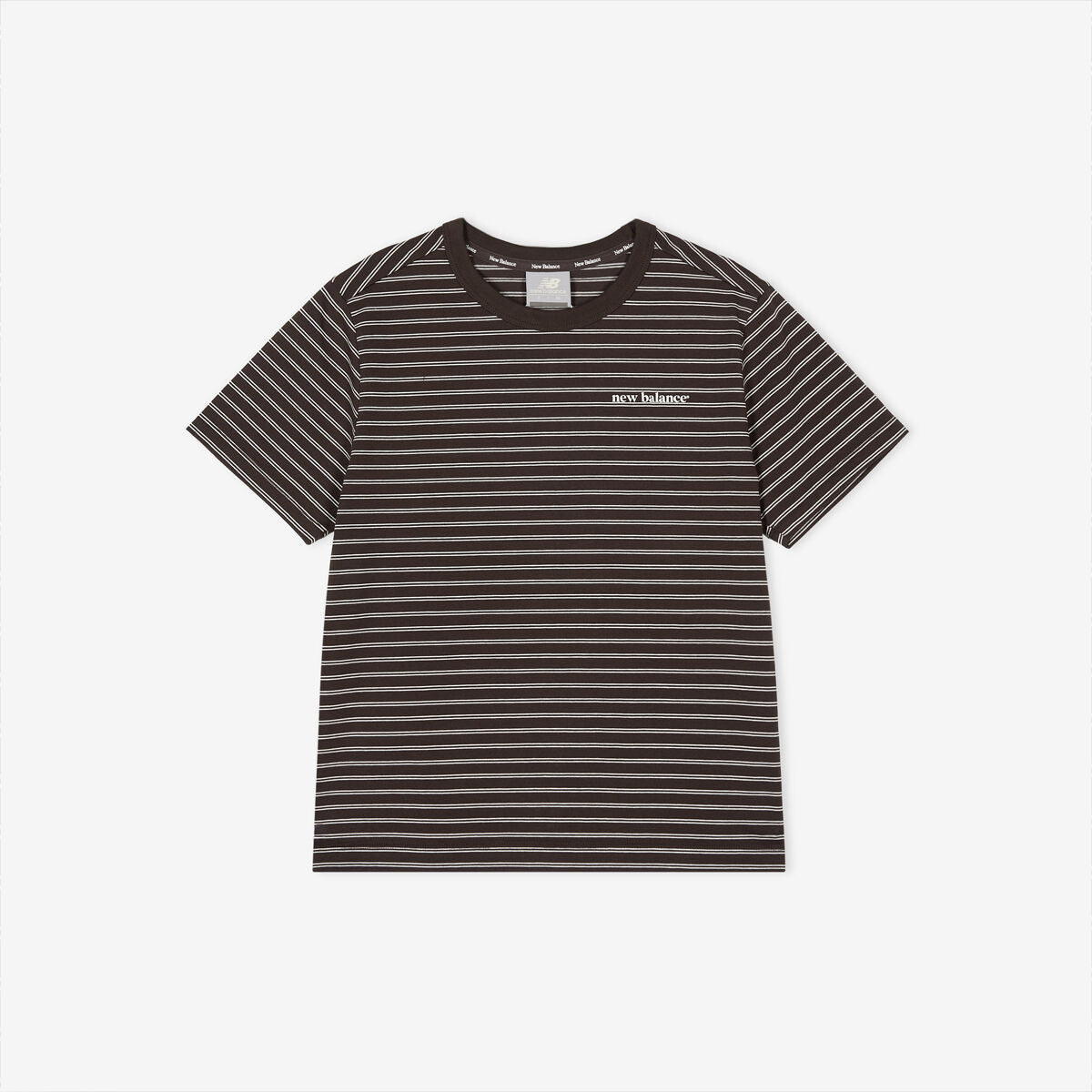 NEW BALANCE NBNEG2W422 / WOMEN Essential Basic Striped Short Sleeve T-Shirt (BROWN)