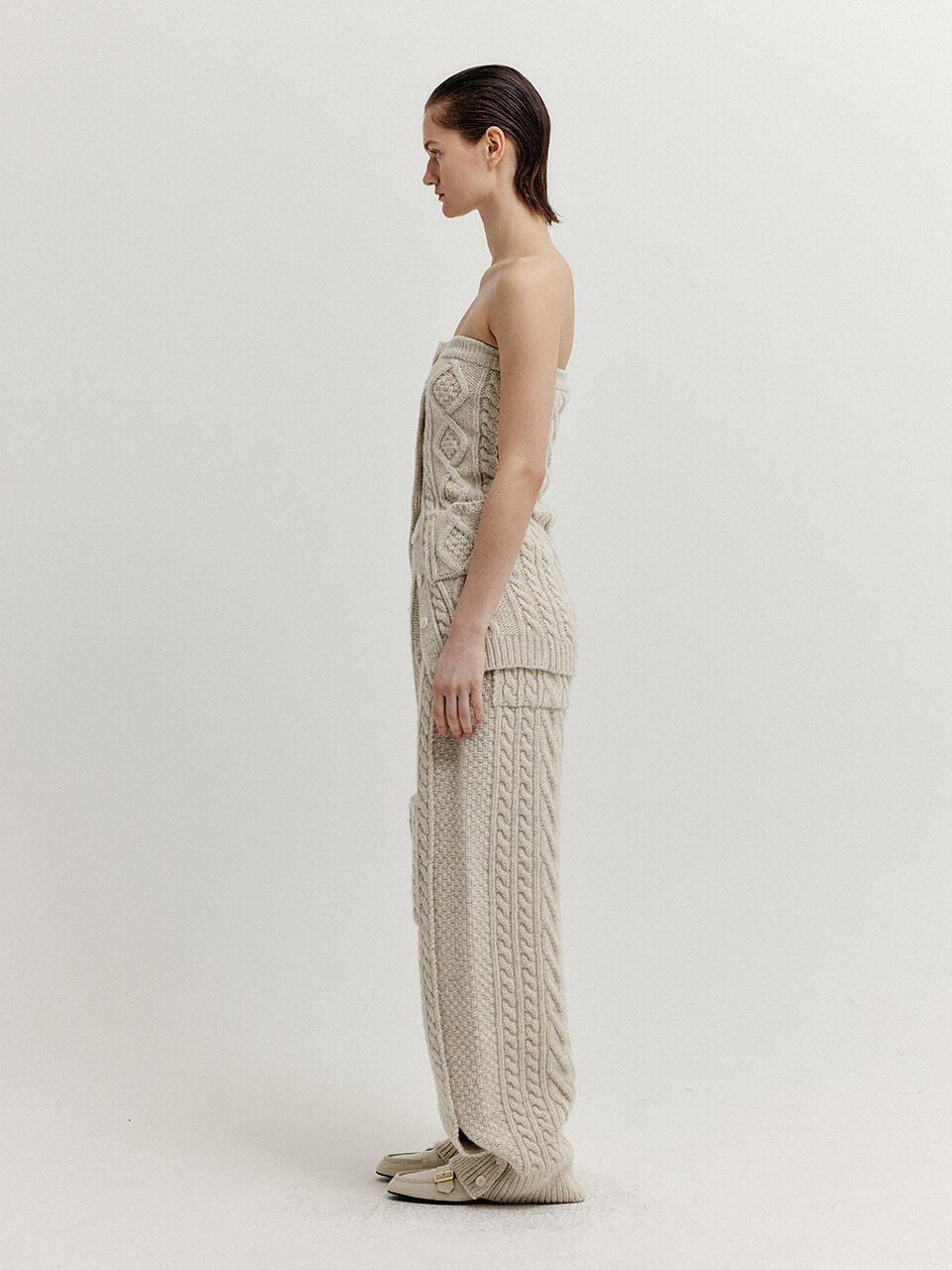 EENK EENK XRA Cable Knit Tube Top - Ivory