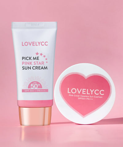 LOVELYCC Pink Tone Up Cover Essence Sun Cushion 15g + Pick Me Pink Star Sun Cream 50ml