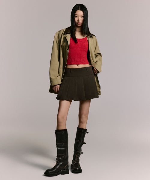 MUSINSA STANDARD WOMAN MUSINSA STANDARD WOMAN Women's Low Rise Pleated Mini Skirt [Khaki Brown]