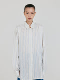 EENK ZANCY Oversized Shirt with Brooch - Ivory Stripe