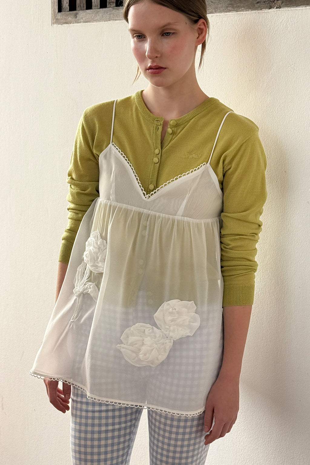 SINOON Flower Sheer Sleeveless (White)