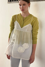 SINOON Flower Sheer Sleeveless (White)