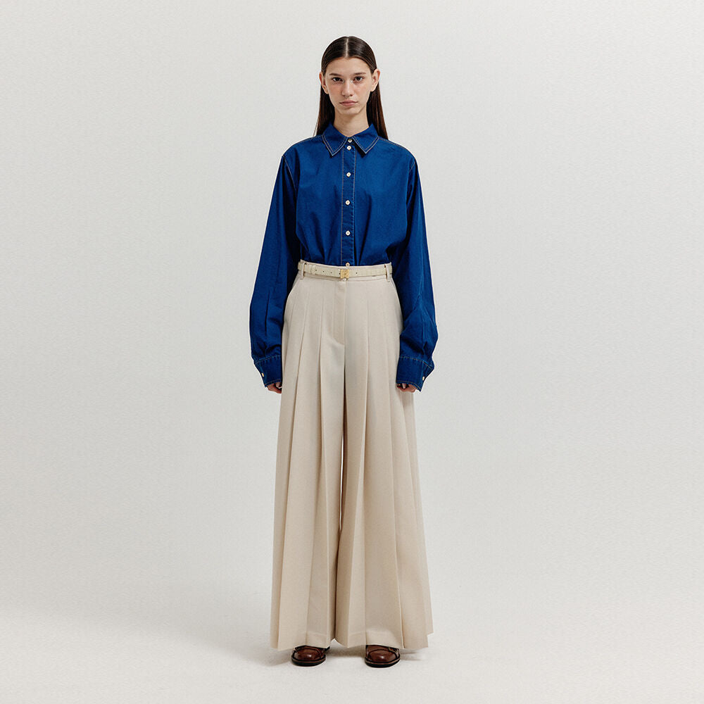 EENK EENK XLEAT Pleated Wide Pants - Ivory
