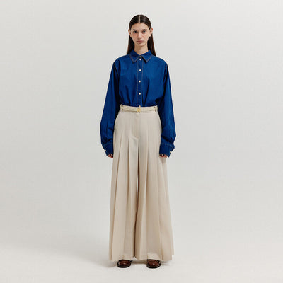 EENK XLEAT Pleated Wide Pants - Ivory