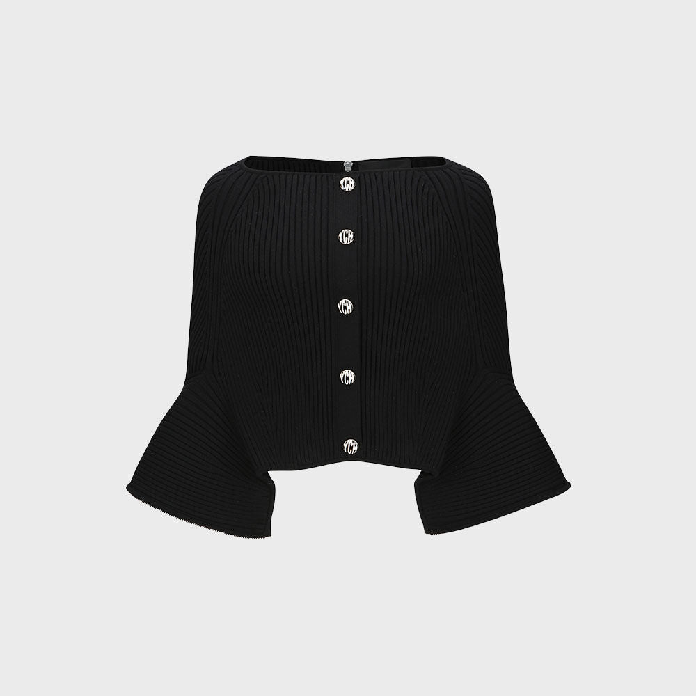 YCH KNITTED SKIRT&PONCHO BLACK (W23KT804BK)