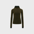 YCH SEQUINNED LAYERED KNIT TOP KHAKI (F24TO9012KK)