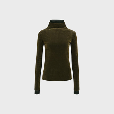 SEQUINNED LAYERED KNIT TOP KHAKI (F24TO9012KK)