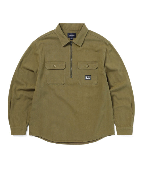 THISISNEVERTHAT THISISNEVERTHAT Half Zip Shirt Olive