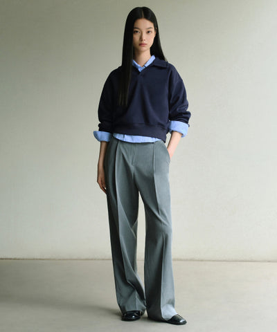 MUSINSA STANDARD WOMAN Slacks Low Waist Deep Tuck [Melange Gray]