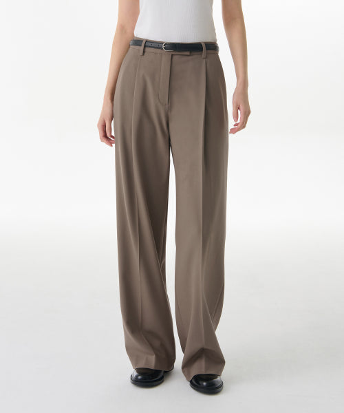 MUSINSA STANDARD WOMAN MUSINSA STANDARD WOMAN Slacks Low Waist Deep Tuck [Dusty Beige]