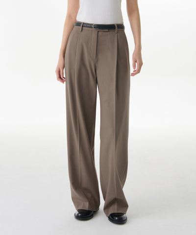 MUSINSA STANDARD WOMAN Slacks Low Waist Deep Tuck [Dusty Beige]