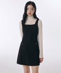 MUSINSA STANDARD WOMAN MUSINSA STANDARD WOMAN Women's Square Neck Tweed Mini Dress [Black]
