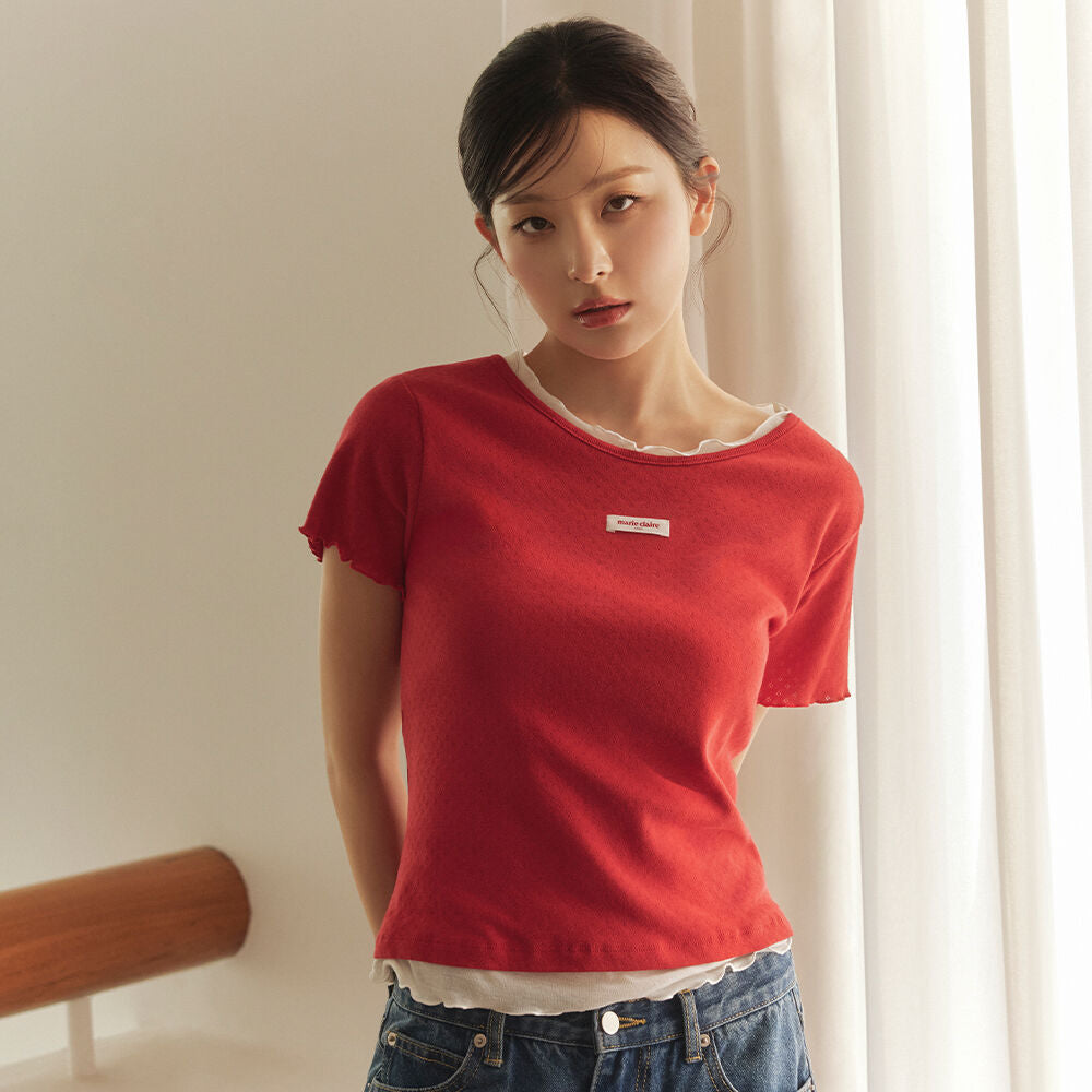 MARIECLAIRE Label punching layered short sleeve t-shirt (MAGBTS08MRD)