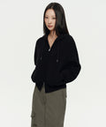 MUSINSA STANDARD WOMAN MUSINSA STANDARD WOMAN Women's Knitwear Hooded Zip-up [Black]