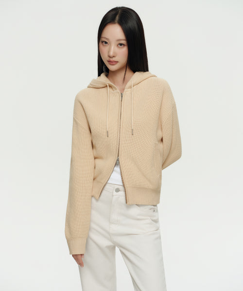 MUSINSA STANDARD WOMAN MUSINSA STANDARD WOMAN Women's Knitwear Zip-Up [Cream Beige]