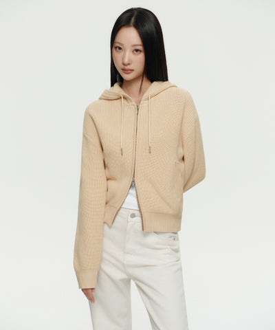MUSINSA STANDARD WOMAN Women's Knitwear Zip-Up [Cream Beige]