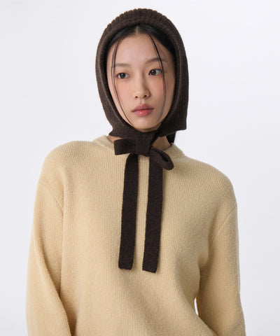 MUSINSA STANDARD WOMAN Women's Knit Tie Bonnet Dark Brown