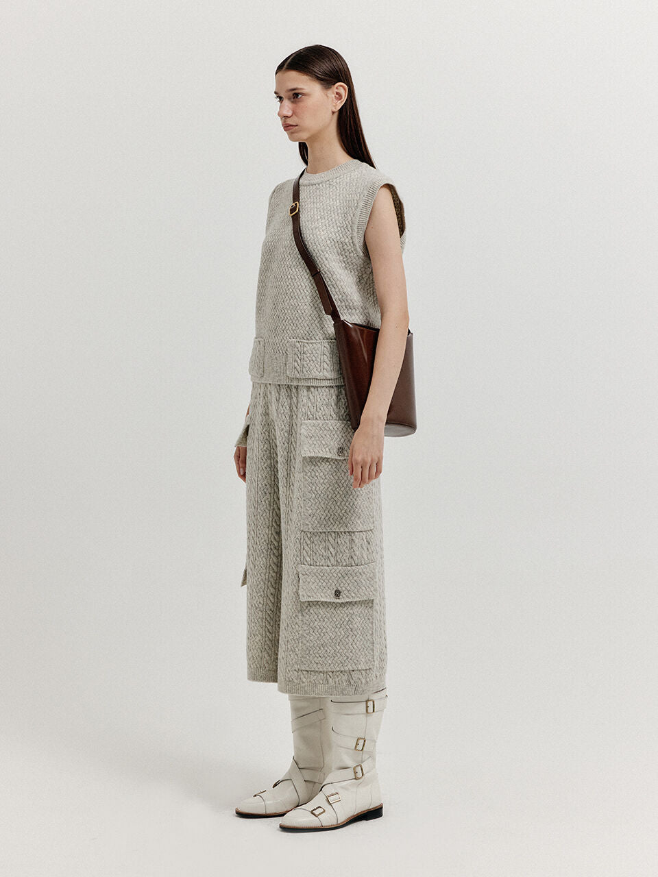 EENK EENK XET One-Pocket Knit Vest - Light Grey