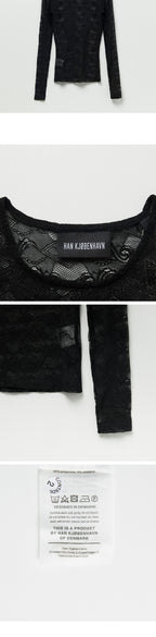 HAN KJOBENHAVN (W) Han Copenhagen Lace Monogram Long Sleeve T-Shirt - Black (W-132203BK)