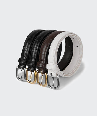 MUSINSA STANDARD WOMAN Women's Rounded Croco Pattern Leather Thin Belt_15mm