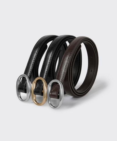 MUSINSA STANDARD WOMAN Women's oval crack leather thin belt 15mm